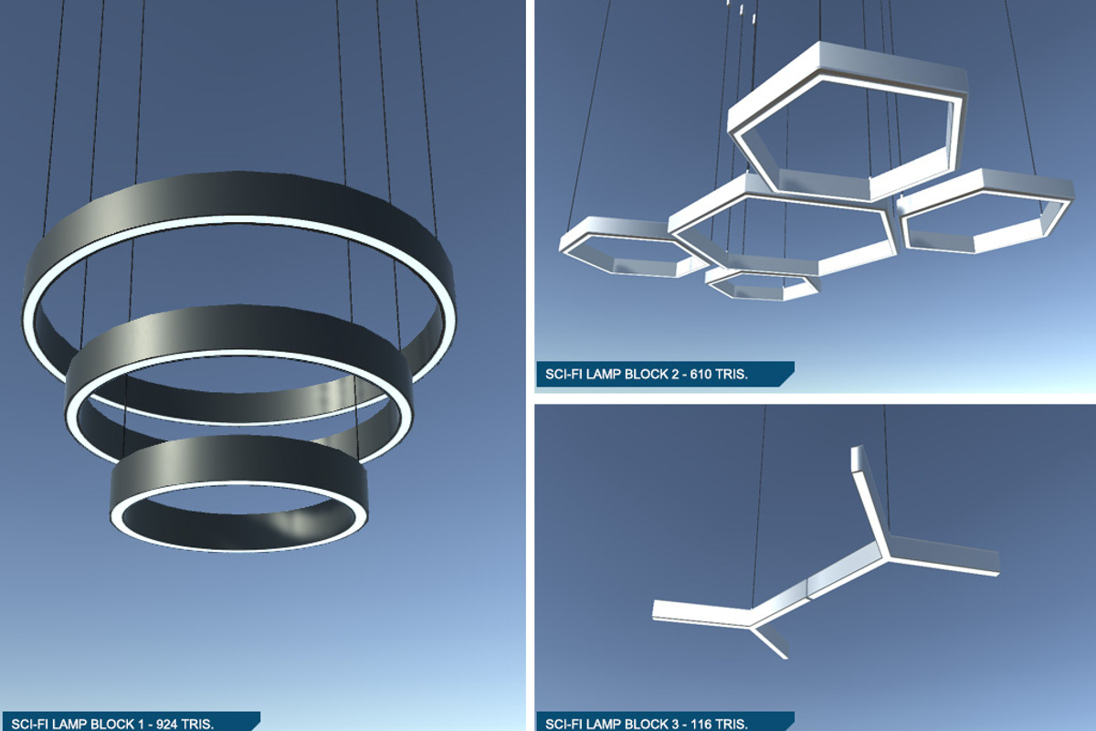 Sci-Fi Lamps Set 1, a Furniture 3D Model by 3DCaster (Photo 2 of 6)