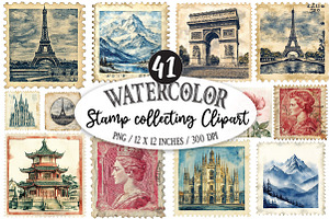 Stamp collecting Clipart, a Seasonal Illustration by Designking
