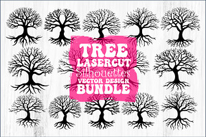 Laser Cut Tree Silhouettes Bundle, a Graphic by jahid234