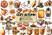 Watercolor Cozy Autumn Clipart, an Illustration by Pixels.Craft (Thumbnail 1 of 5)