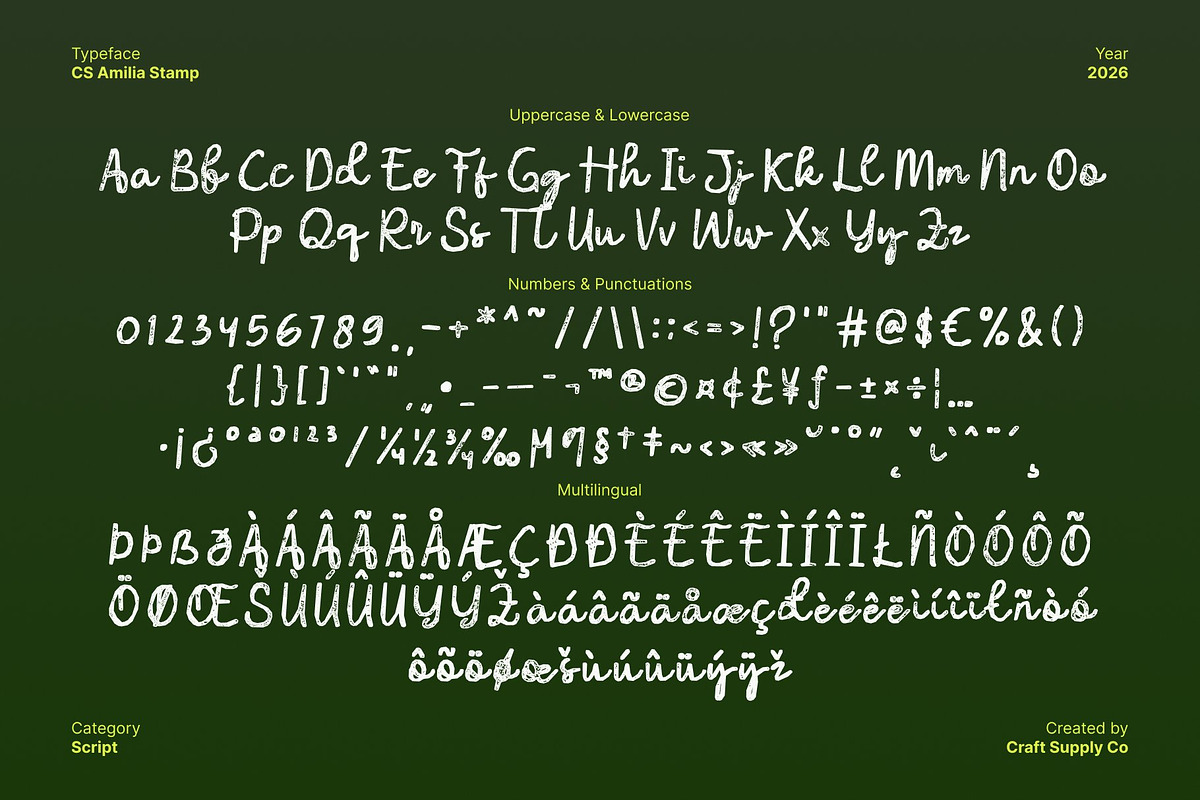 CS Amilia Stamp, a Script Font by Craft Supply Co. (Photo 8 of 8)