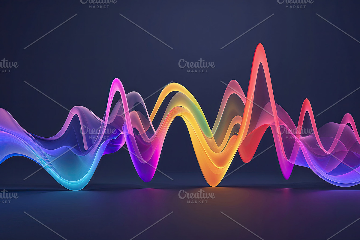 Abstract neon wave sculpture, an Illustration by wavebreak