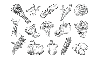 vegetables handdrawn collection, an Object Graphic by nikagraphic