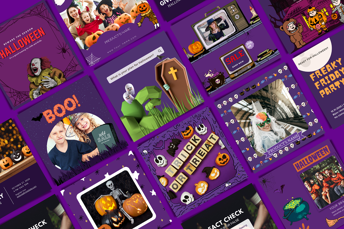 Halloween Social Media Template, a Social Media Template by Meoww_Design (Photo 3 of 6)