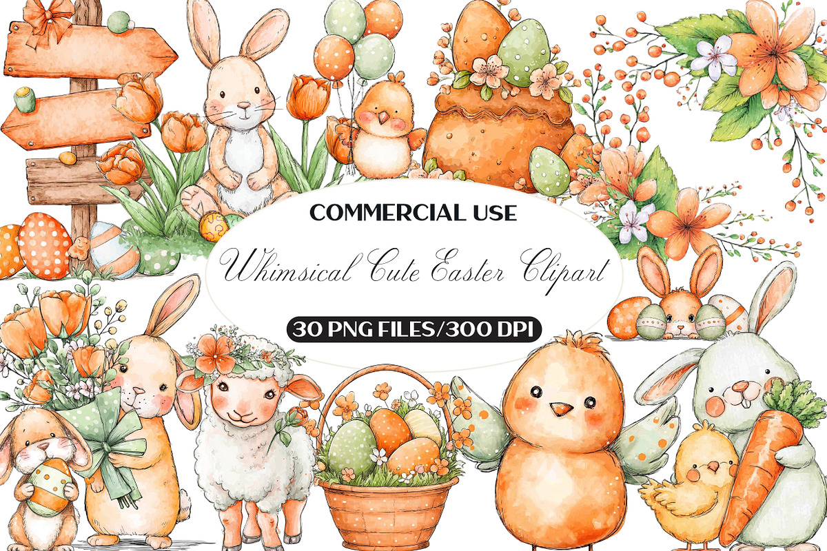 Whimsical Easter Dog Clipart, an Illustration by Black Bird Studio (Photo 1 of 5)