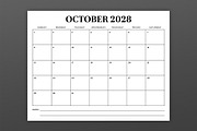2028 8.5 x 11 Inch Calendar Template, a Stationery Template by Running With Foxes (Thumbnail 4 of 5)