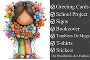 Whimsical Spring Rainbow Girl PNG, a Seasonal Illustration by Canvas Craft (Thumbnail 3 of 7)