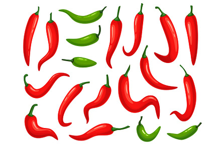 Cartoon red chili and green jalapeno