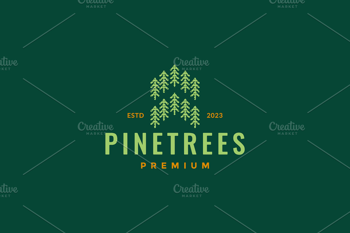 pines trees forest minimalist logo, a Branding & Logo Template by devastd