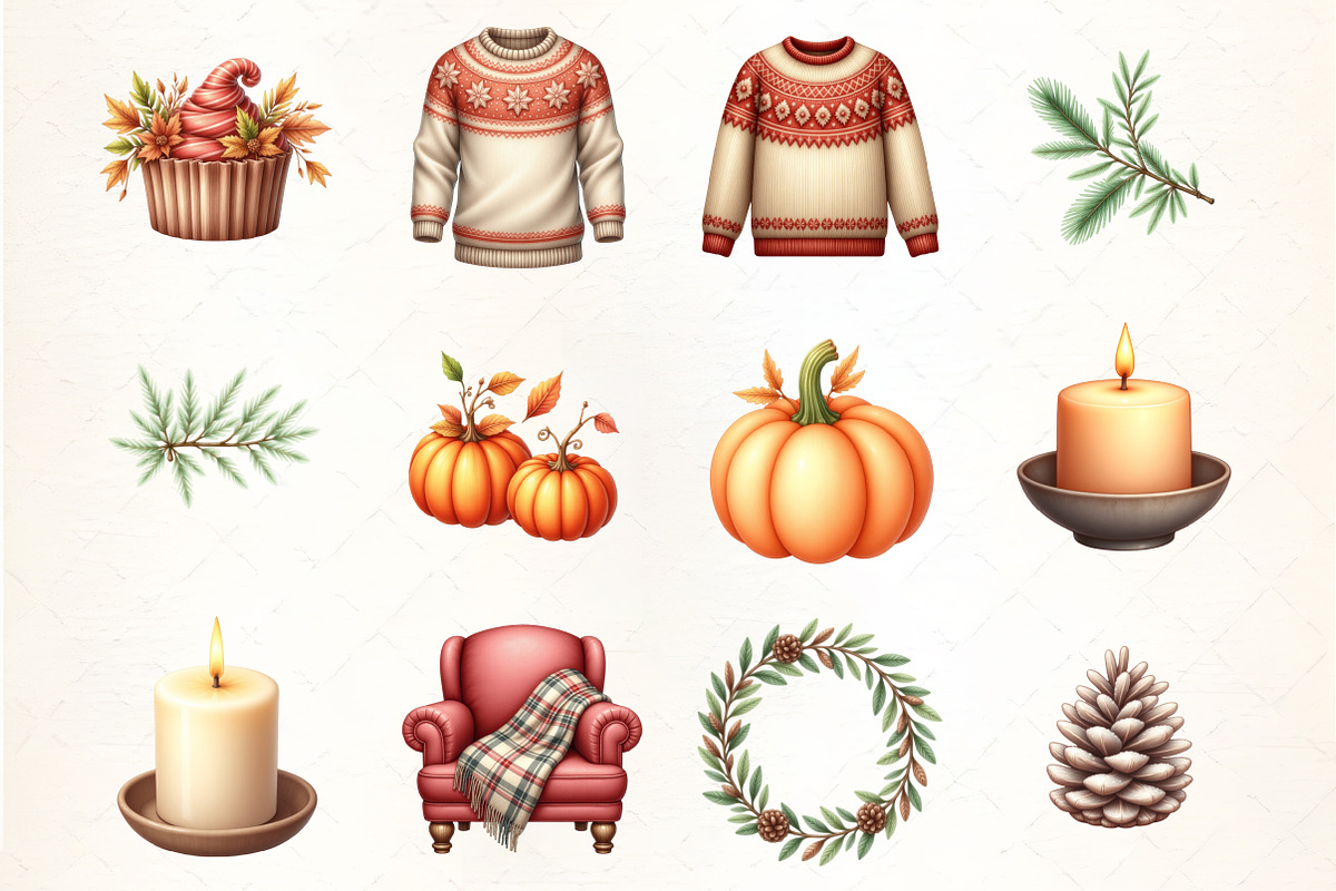 Cozy Moody Autumn & Winter Clipart, an Illustration by CrexoraLab (Photo 2 of 5)