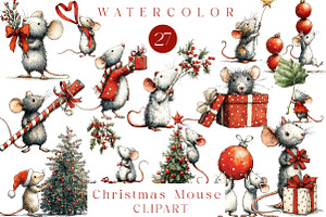 Christmas Mouse clipart, an Illustration by CreationArt