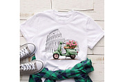 Watercolor scooter clipart Vespa, a Transportation Illustration by TetianaArt (Thumbnail 3 of 7)