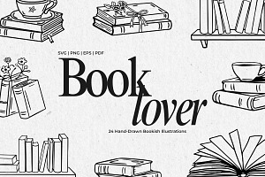 Book Lover Line Art Bundle