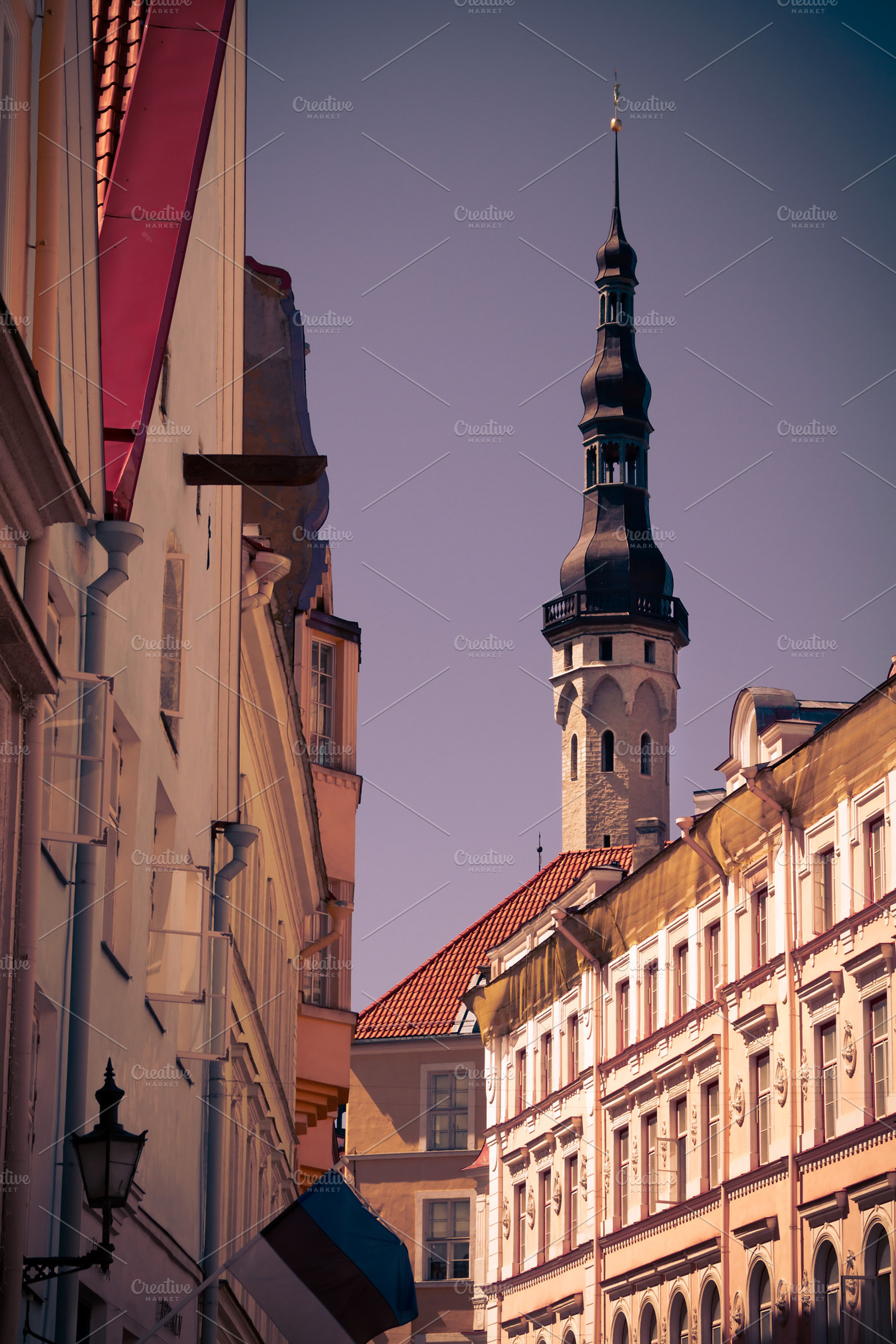 The medieval street in old tallinn containing medieval, building, and
