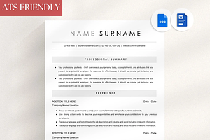 ATS Friendly Resume Template Word
