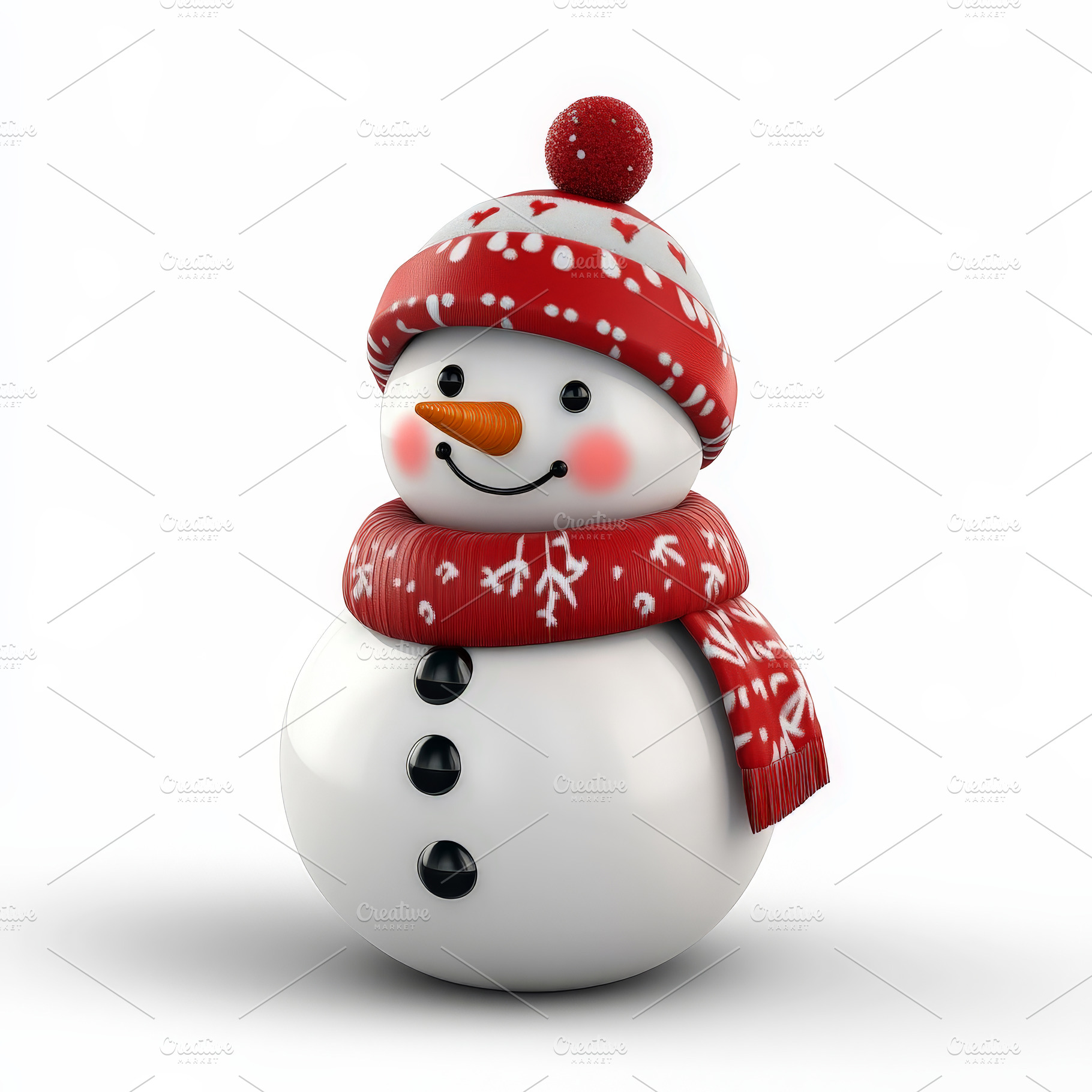 3D Snowman with Red Hat and Scarf, an Animal Photo by Hamza067