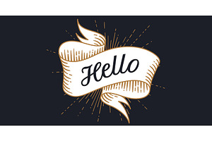 Hello. Banner ribbon, an Object Illustration by Foxys Graphic