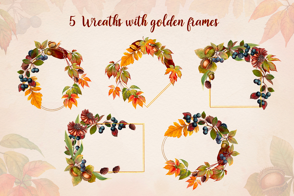 Fall Vibes watercolor floral clipart, an Illustration by Nadya Saen Art (Photo 8 of 15)