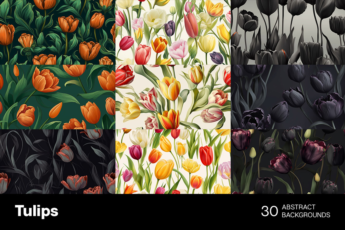 Tulips - 30 images, a Decorative Illustration by Handmadefont (Photo 4 of 9)