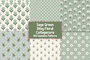 Sage Green Ditsy Floral Cottagecore, a Pattern Graphic by Pattern Whimsy (Thumbnail 1 of 9)