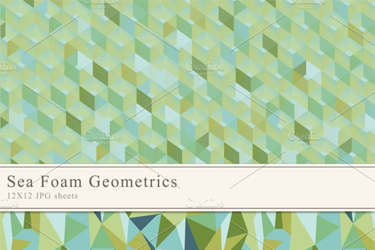 Sea Foam Geometric Papers preview 2
