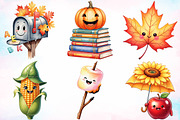 Watercolor Autumn Smiley Clipart PNG, a Seasonal Illustration by Canvas Craft (Thumbnail 5 of 9)
