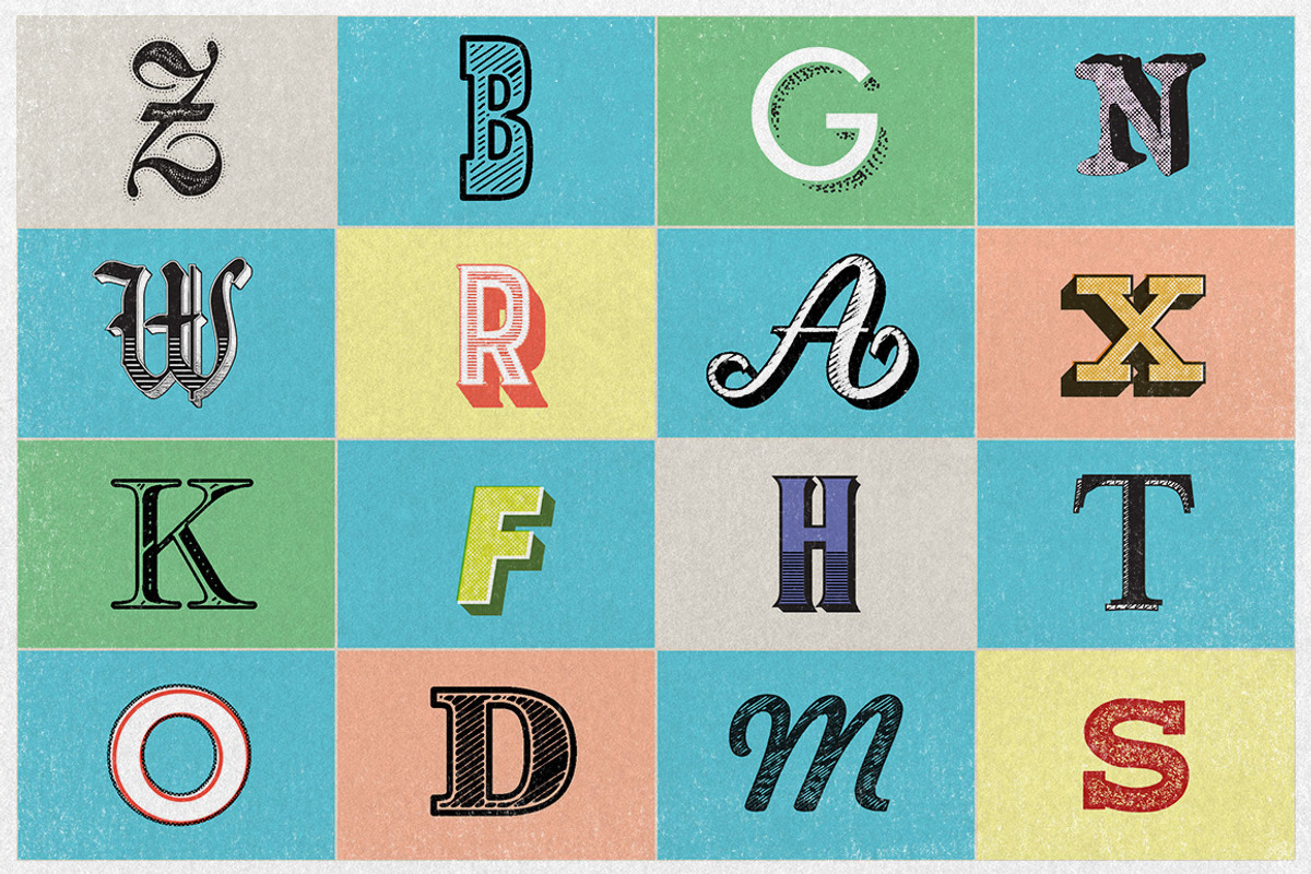 17 Old Type Graphic Styles, a Layer Style Add-On by Type Box (Photo 4 of 9)