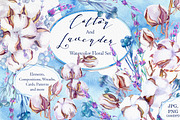 Lavender and cotton watercolor set, a Decorative Illustration by artabramova (Thumbnail 1 of 10)