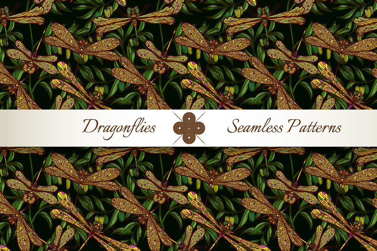 Dragonflies seamless patterns, a Pattern Graphic by Patternalized (Photo 4 of 5)