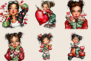 Quirky Valentine Girl Clipart Bundl, an Illustration by SVGArt (Thumbnail 2 of 8)