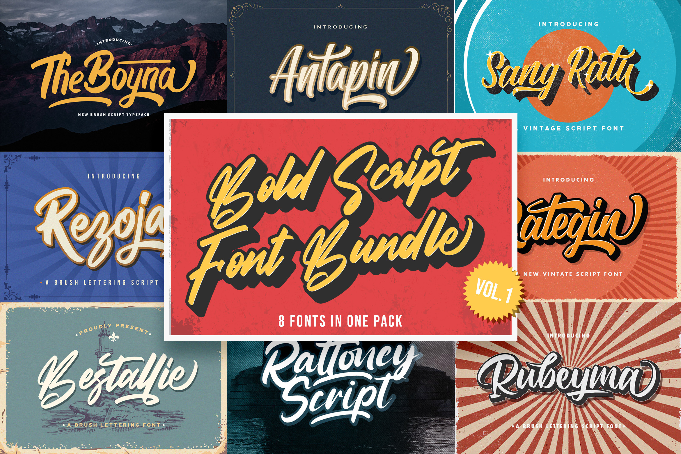 Bold Script Font Bundle Vol 1 | Script fonts ~ Creative Market