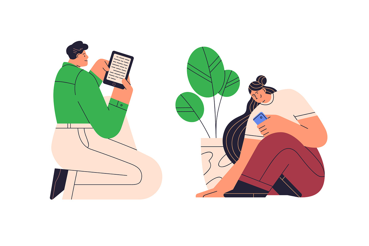 Modern people using gadgets set, a Technology Illustration by Good Studio (Photo 2 of 8)