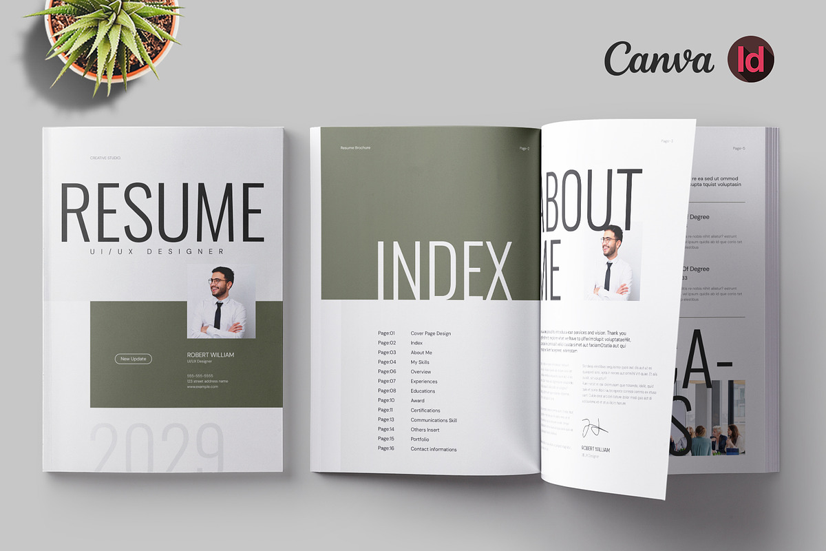 Resume Brochure Template Canva, a Brochure Template by Pixelpick (Photo 1 of 9)