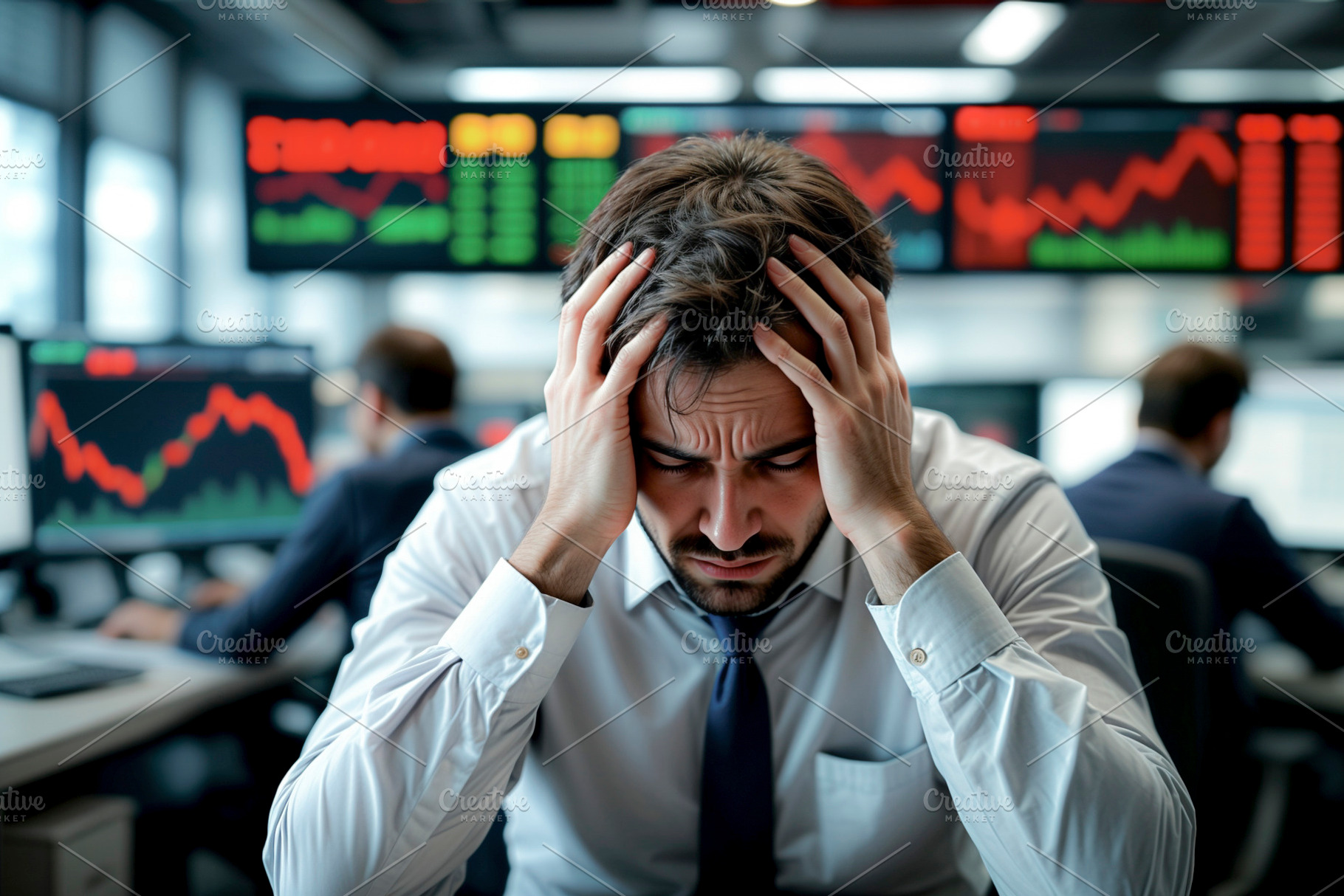 Stressed stockbroker, a Photo by rarrarorro