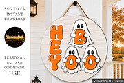 Hey Boo Halloween Ghost Round Sign, an Object Graphic by OK Design (Thumbnail 1 of 3)