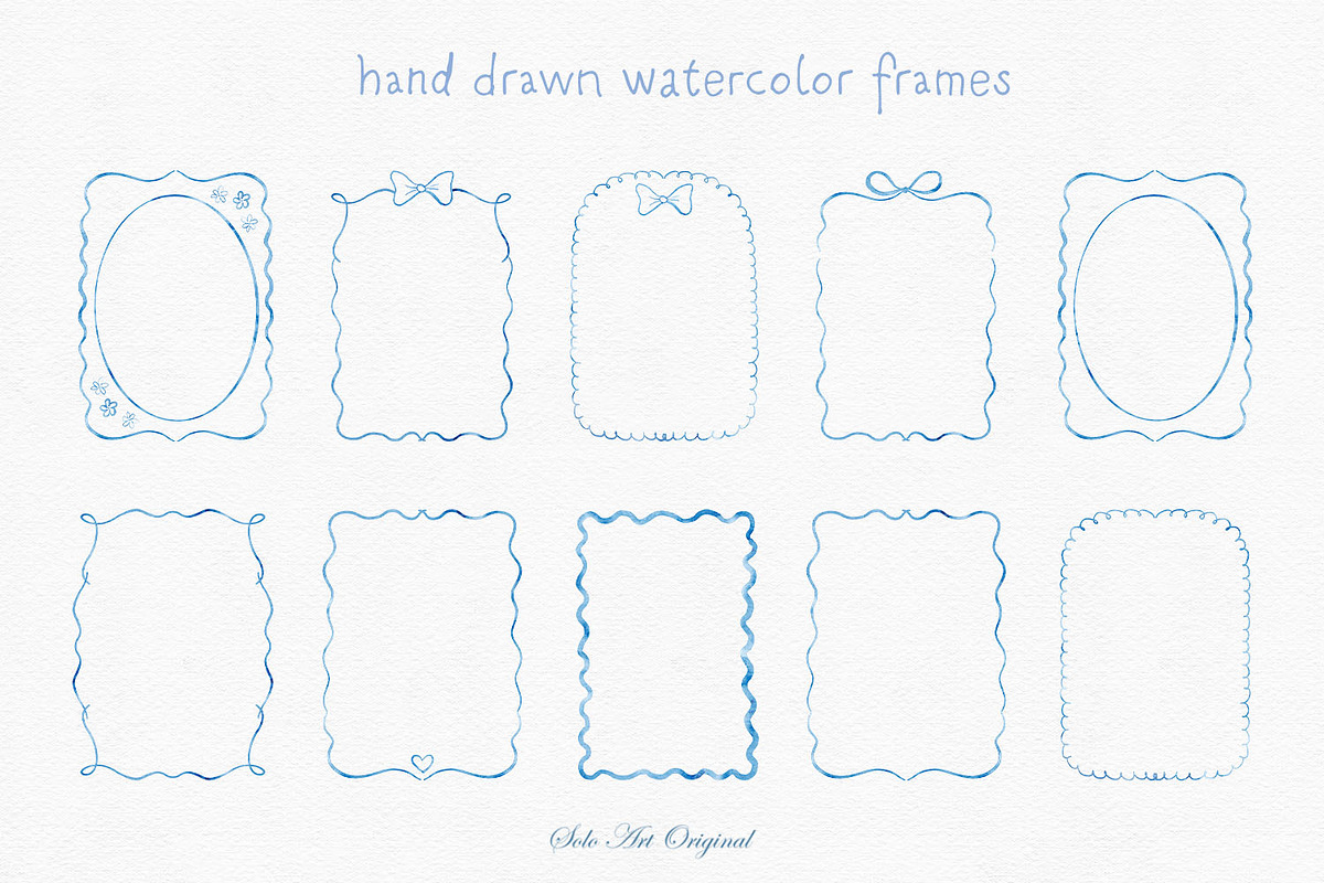 Baby Blue Watercolor Frames Set, an Object Graphic by Solo Art Original (Photo 2 of 14)