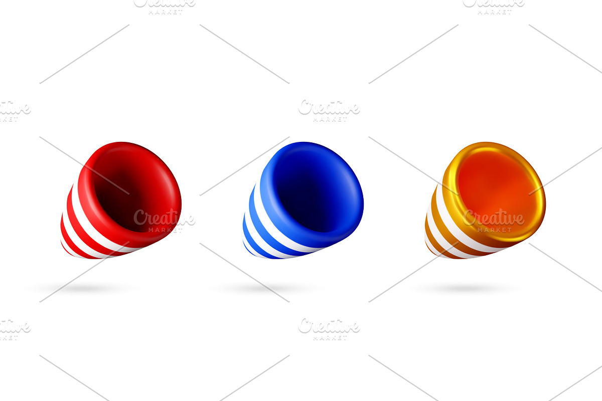 Set of 3d glossy striped party hat, an Object Illustration by Abscent