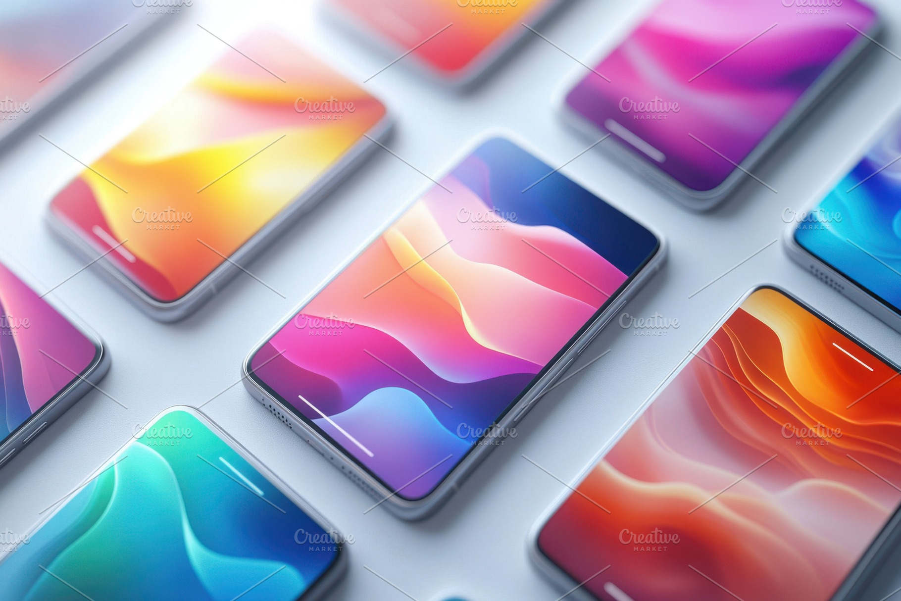 Colorful Smartphones Abstract Backgr, a Background Photo by Pixeness Studio