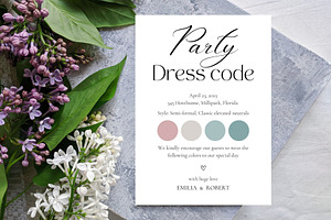 Party dresscode color palette card
