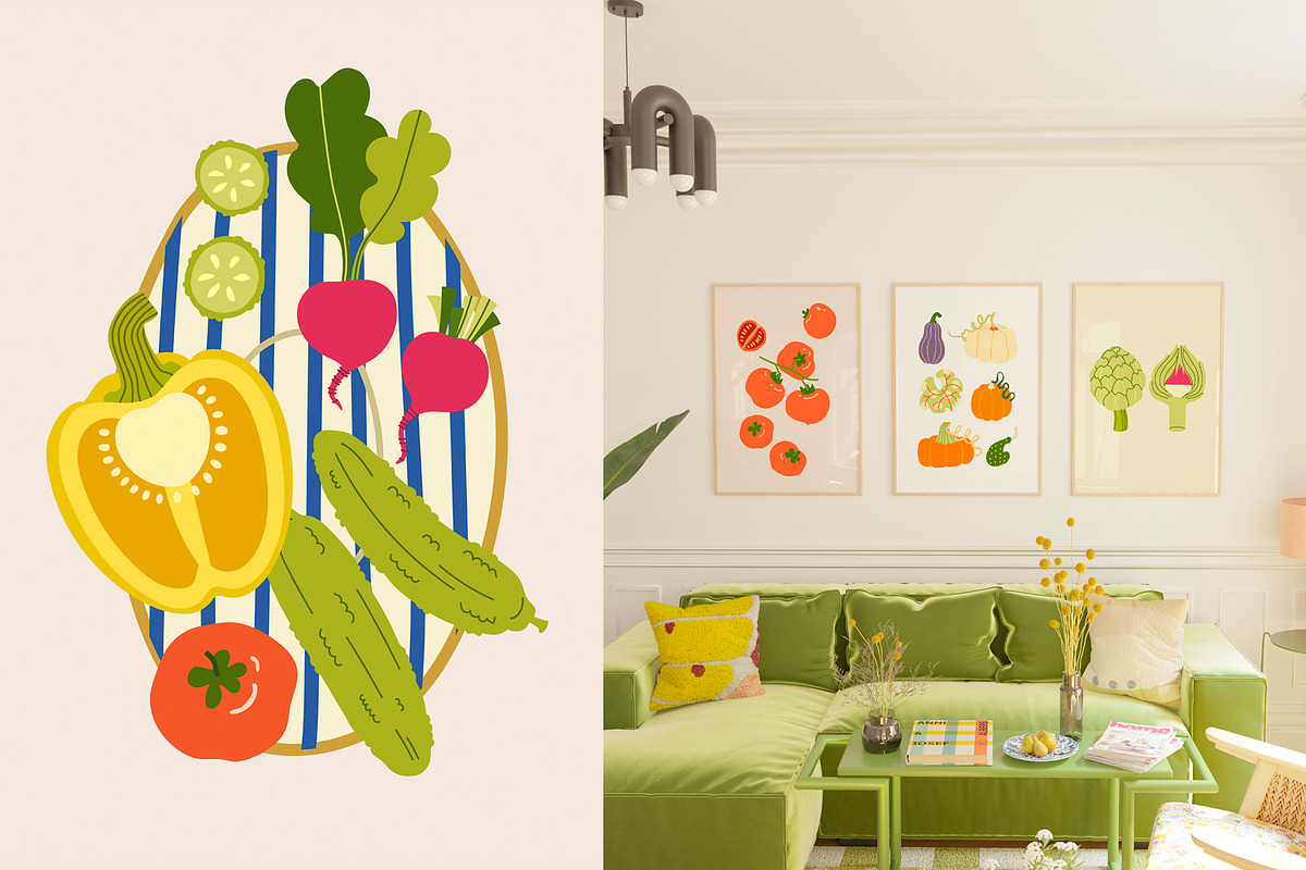 Veggie Party Pack, a Food Illustration by Volha Studio (Photo 6 of 10)
