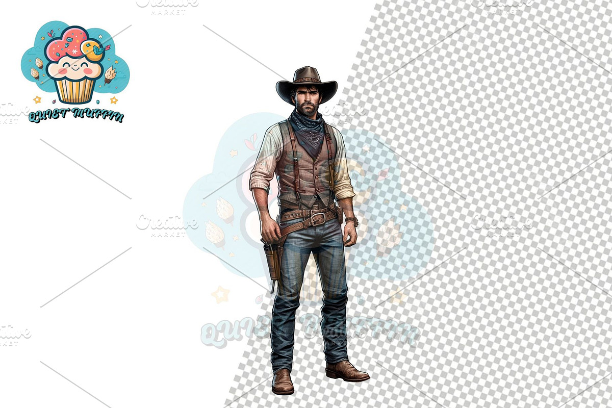 Cowboy Clipart Western Vintage, a Decorative Illustration by QM_ART (Photo 10 of 17)