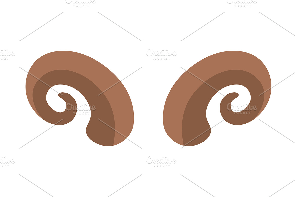 Brown ram horns. Cartoon vector, an Animal Illustration by GraphiShop