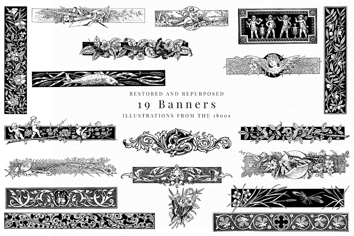 Vintage Corner and Banners, a Decorative Illustration by Century Library (Photo 4 of 5)