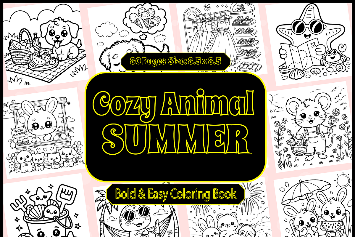 Cozy Animal Summer Bold & Easy Color, an Animal Illustration by Design Zone (Photo 1 of 4)