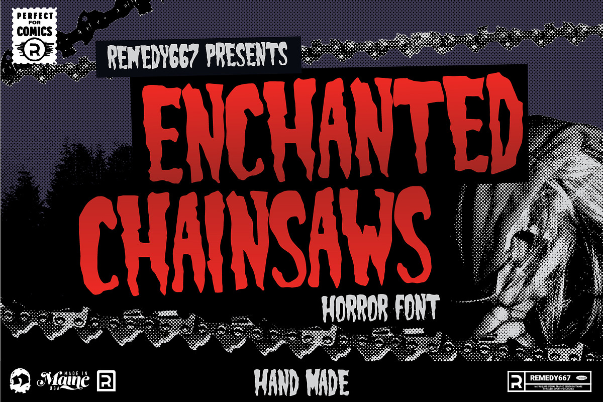 Enchanted Chainsaws - Horror Font, a Font by Remedy667 (Photo 1 of 7)