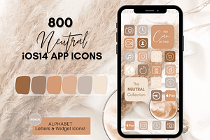 Neutral Theme iOS 14 App Icon Pack, an Icon by Templatables