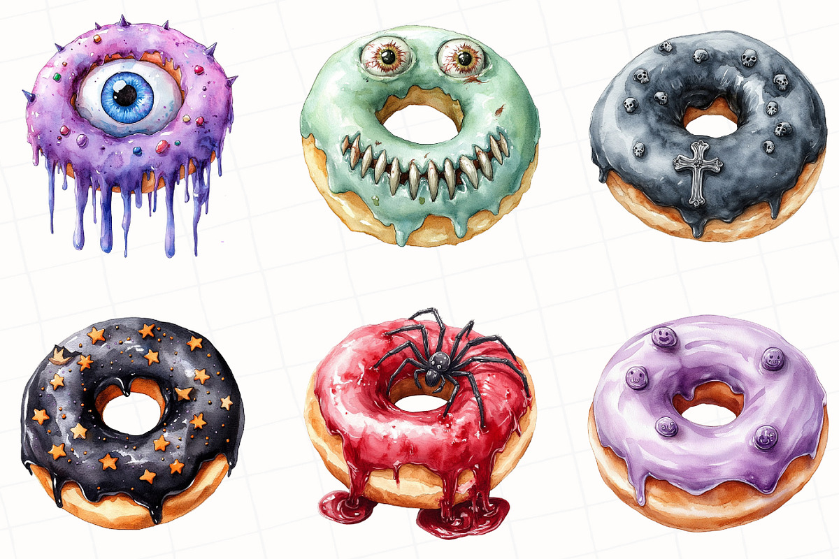 Spooky Halloween Donut Clipart, an Illustration by OK Design (Photo 4 of 5)
