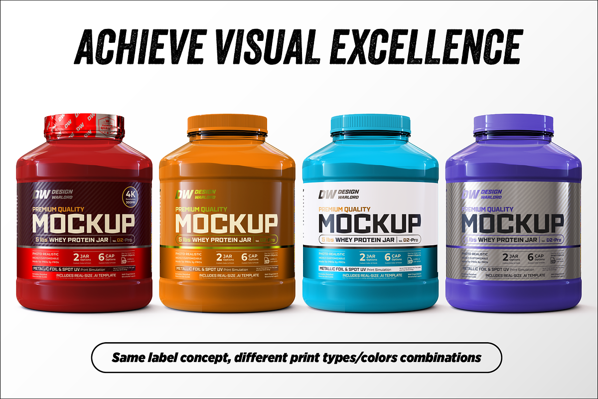 5lb Whey Protein Jar Mockup D2-Pro, a Packaging Mockup by Design Warlord (Photo 9 of 16)