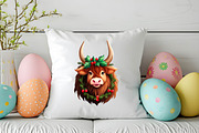 Cute Christmas Highland Cow Clipart, an Illustration by Wow Magic (Thumbnail 5 of 5)