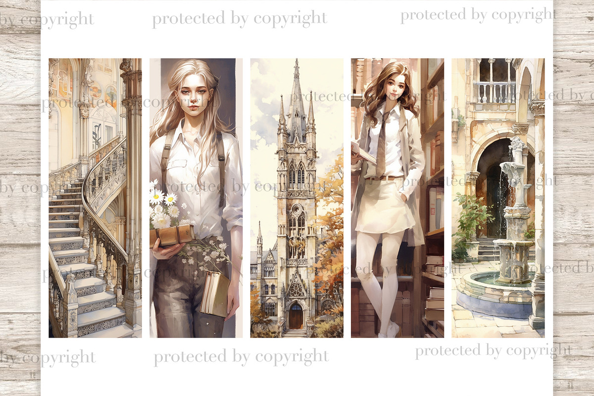 Light Academia Printable Bookmarks, an Education Illustration by GlamArtZhanna (Photo 3 of 3)